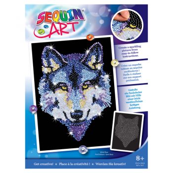 311c- Sequin Art Blue Wolf