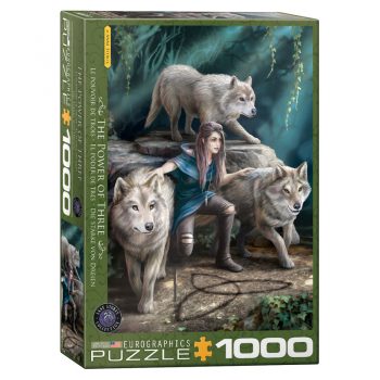 173 – 1000pce Puzzles 6000-5476 The Power Of Three Wolves Family – A Stroke